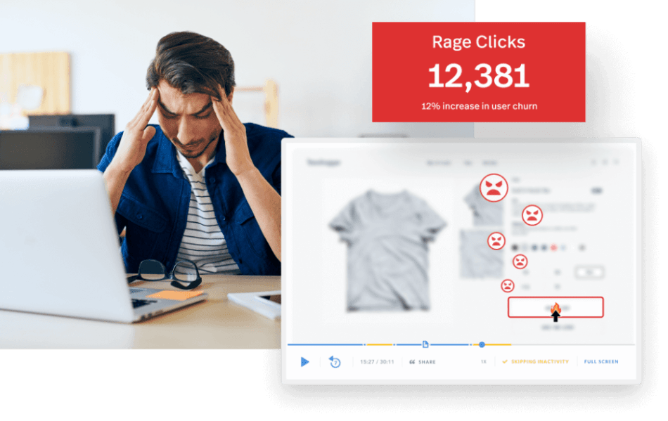12,381 Rage Clicks shown in the FullStory app