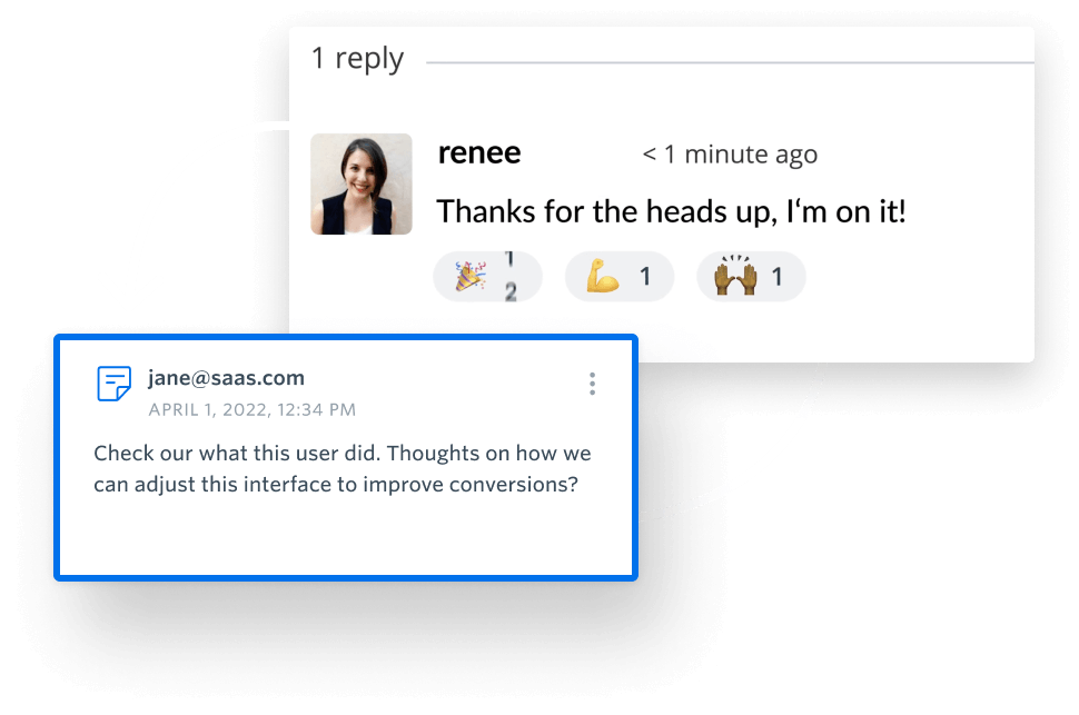Two coworkers communicate to fix a bug on FullStory